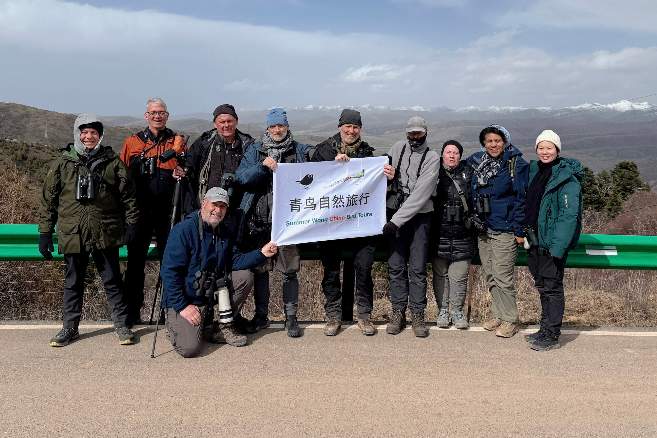 Group photo from the May 2025 Sichuan Birding Tour in China, guided by Summer Wong